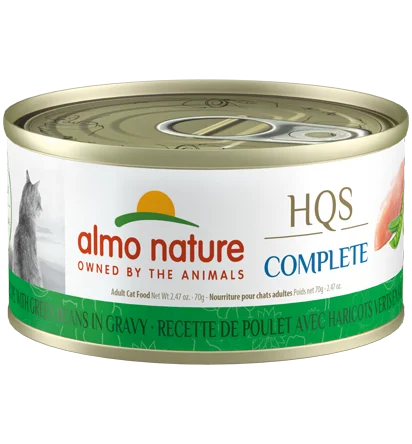 Almo Nature HQS Complete Chicken Recipe with Green Beans in Gravy Cat Food- 2.47 oz