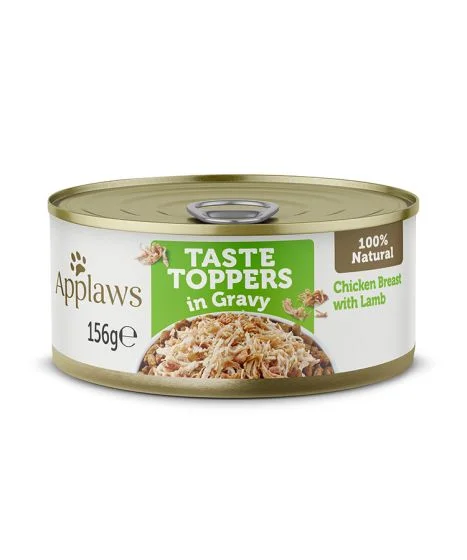 APPLAWS TASTE TOPPER IN GRAVY CHICKEN LAMB DOG TIN - 156G