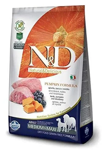 Farmina N&D Grain Free Pumpkin Lamb and Blueberry Adult Food, 2.5 kg (Medium and Maxi)