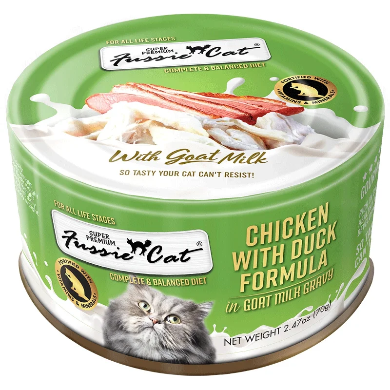 Fussie Cat Super Premium Chicken with Duck Formula in Goat Milk Gravy Cat Food-2.47 oz