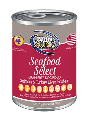 NutriSource Canned Dog Food - Grain Free Seafood Select-Case of 12