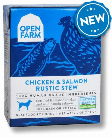 OPEN FARM GRAIN FREE CHICKEN & SALMON RECIPE RUSTIC STEW WET DOG FOOD