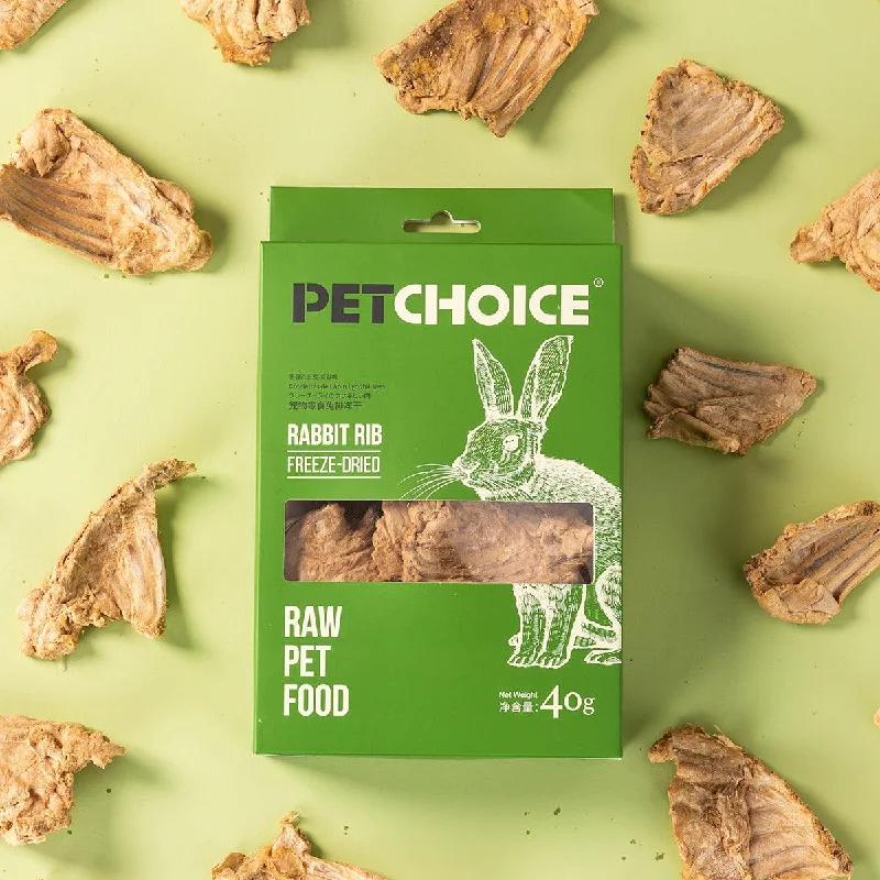 Pet Choice Freeze-Dried Rabbit Ribs Cat Food Dog Treat