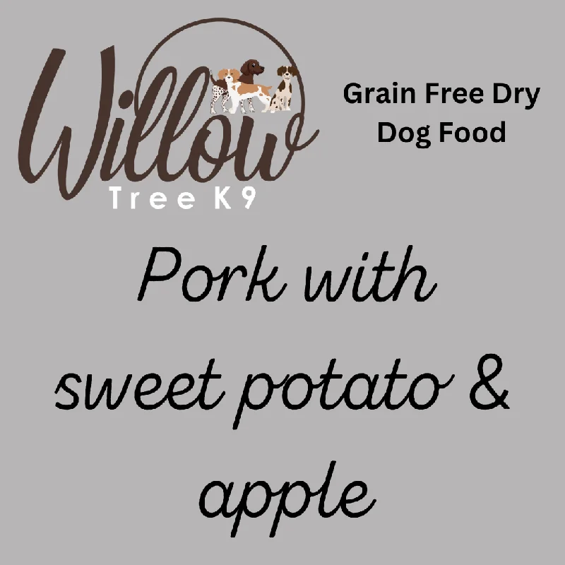 Pork with trout, sweet potato + apple dog food