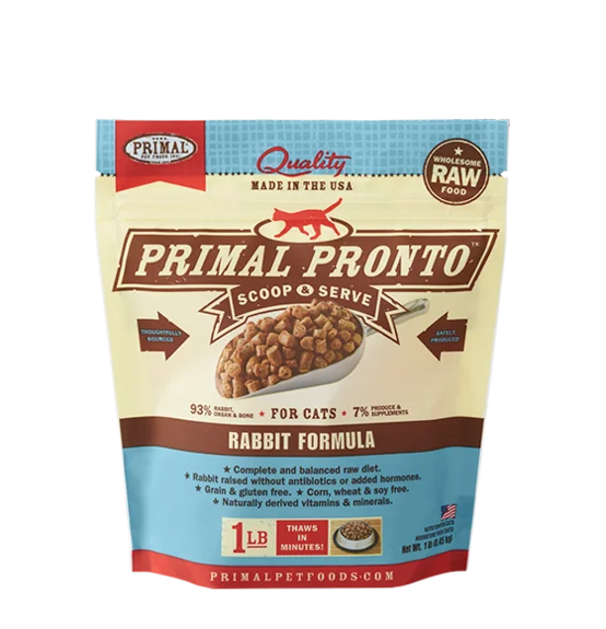 Primal Pronto Frozen Raw Rabbit for Cats - 1 lb