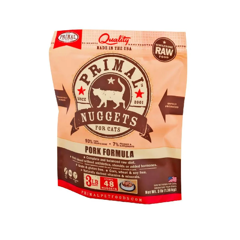 Primal Raw Frozen Pork Nuggets Cat 3lb