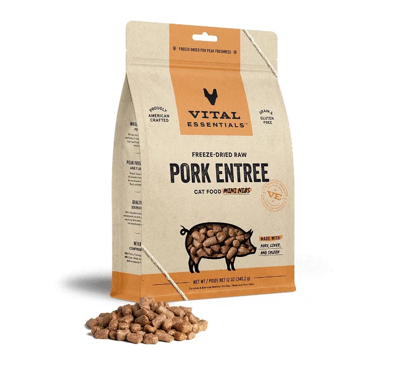 Vital Essentials Vital Cat Freeze Dried Raw Pork Entree Mini Nibs for Cats - 12 oz