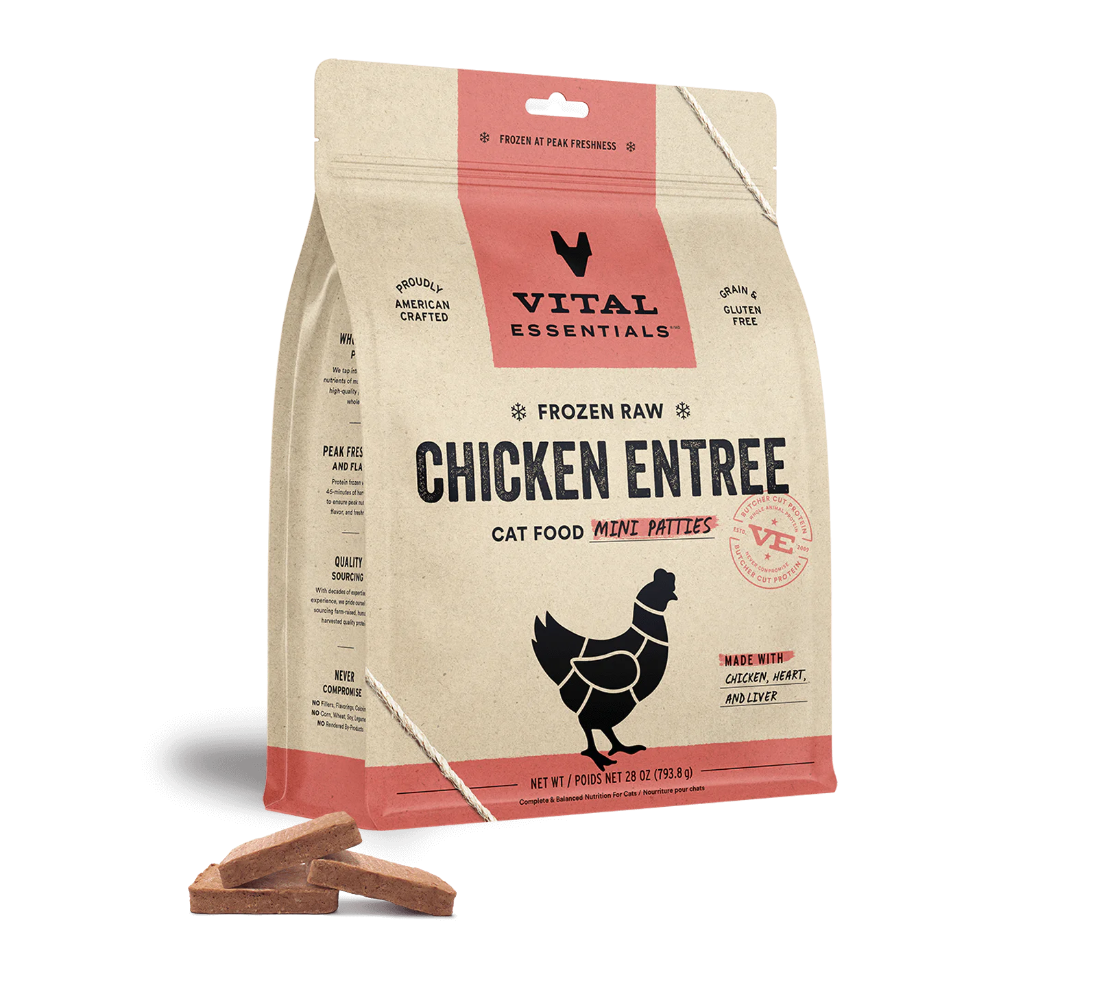 Vital Essentials Vital Cat Frozen Chicken Mini Patties - 28 oz