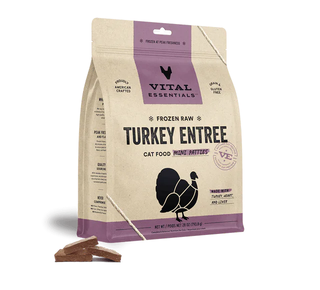 Vital Essentials Vital Cat Frozen Turkey Mini Patties - 28 oz