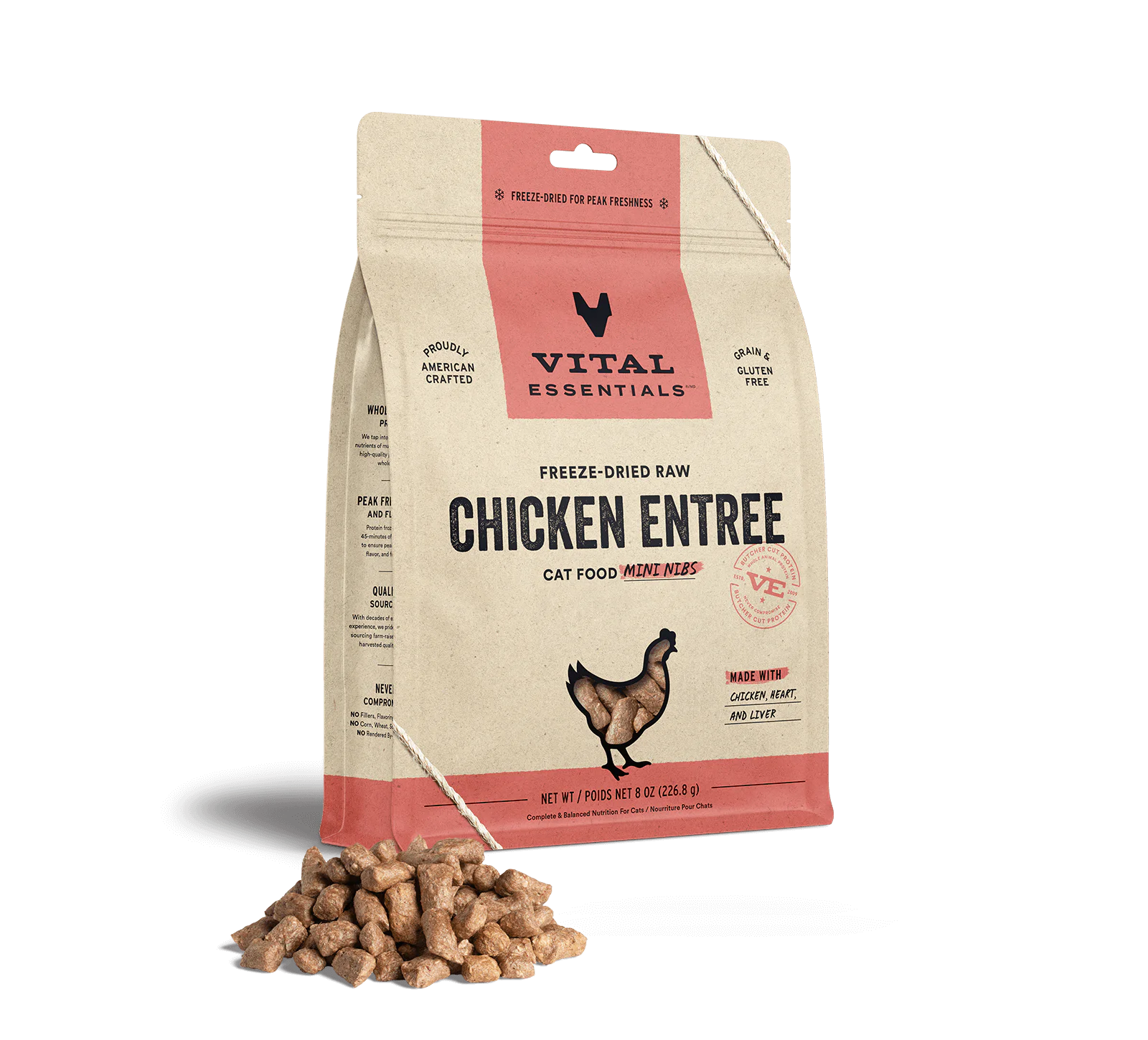 Vital Essentials Vital Cat Freeze Dried Raw Chicken Entree Mini Nibs for Cats