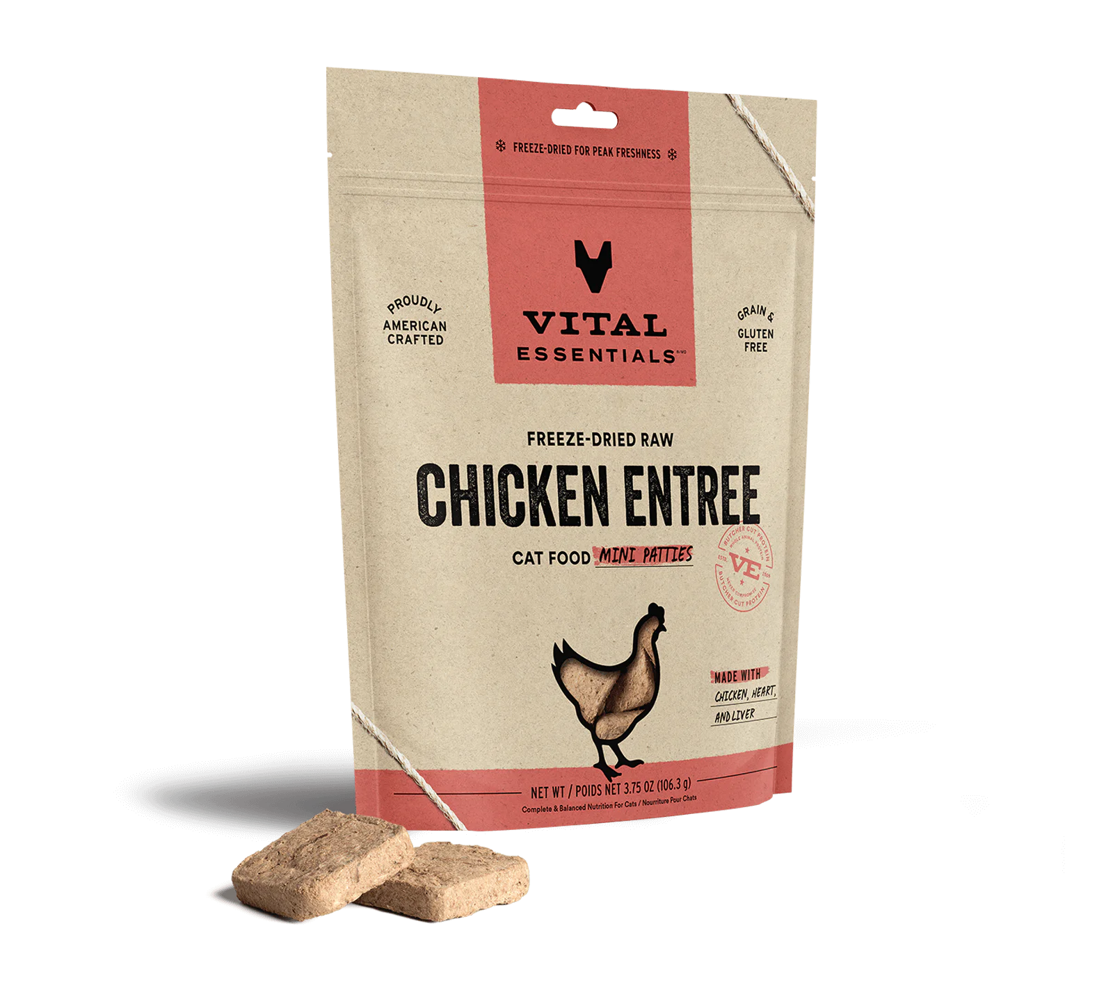 Vital Essentials Vital Cat Freeze Dried Raw Chicken Entree Mini Patties for Cats - 8 oz.