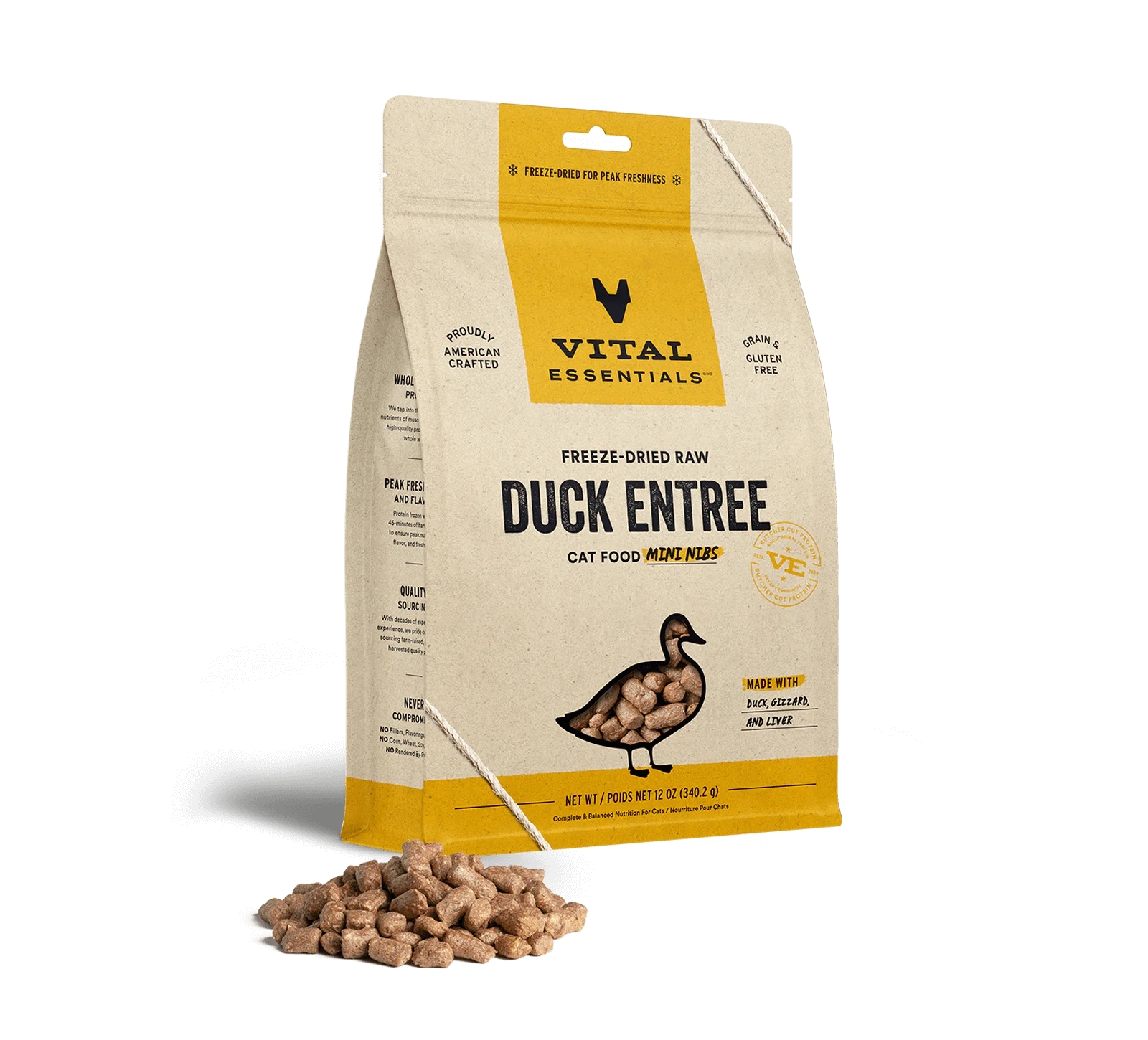 Vital Essentials Vital Cat Freeze Dried Raw Duck Entree Mini Nibs for Cats - 12 oz.